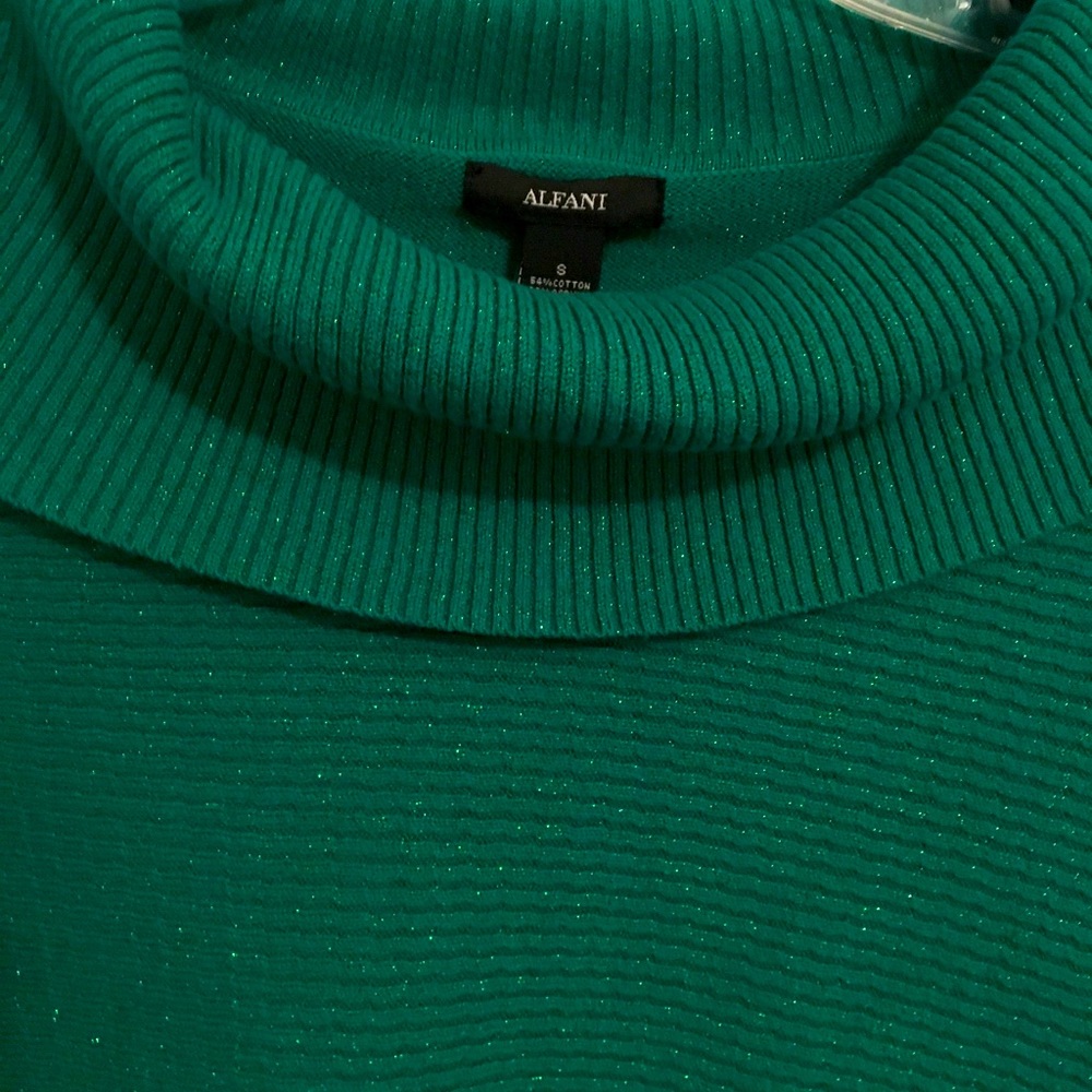 Alfani Green Sparkle Tunic Sweater